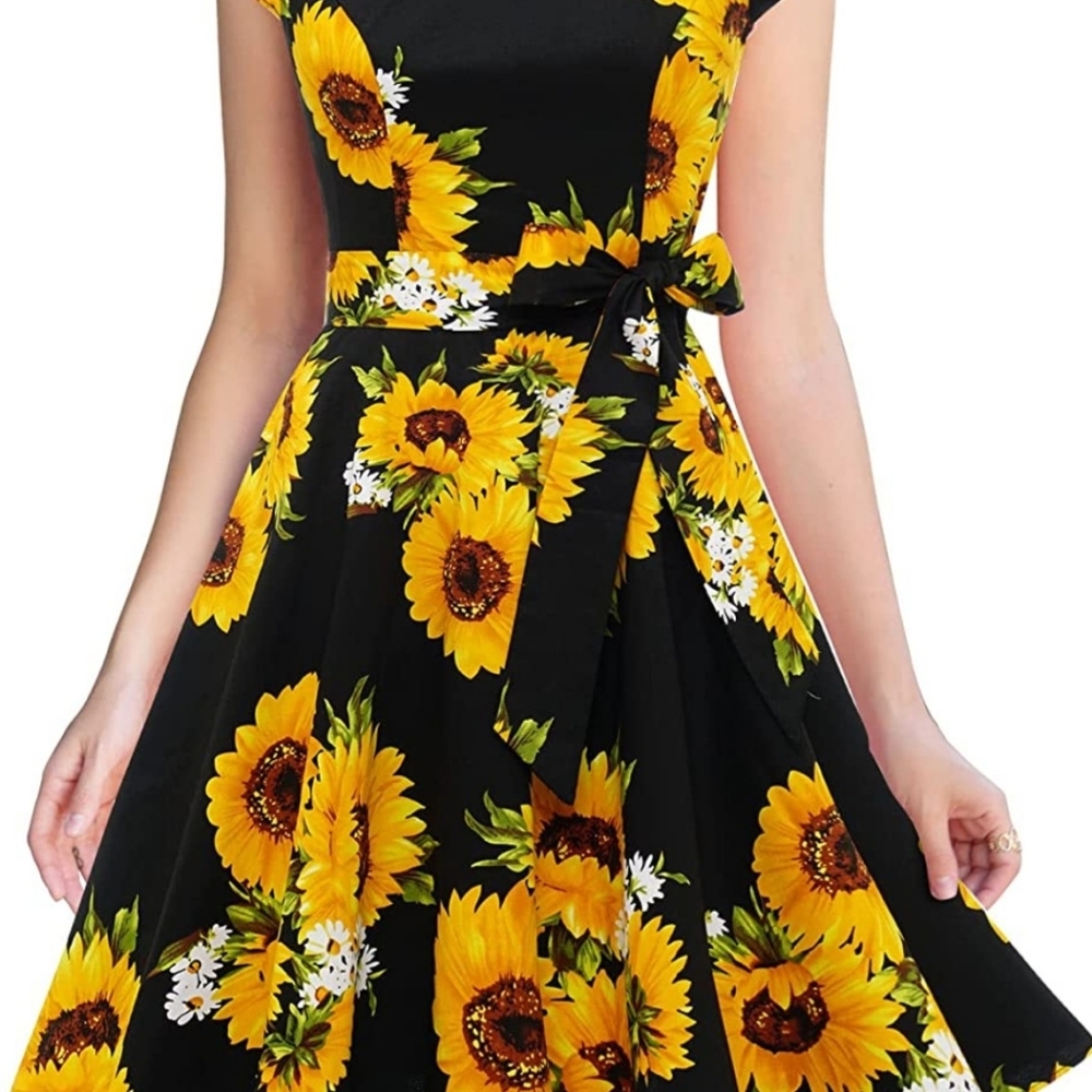 New Retro Fit & Flare Sunflower dress